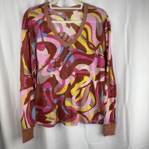 Free‎ People Movement Keep Rolling Printed Tee Long Sleeve XS Geometric Y2K